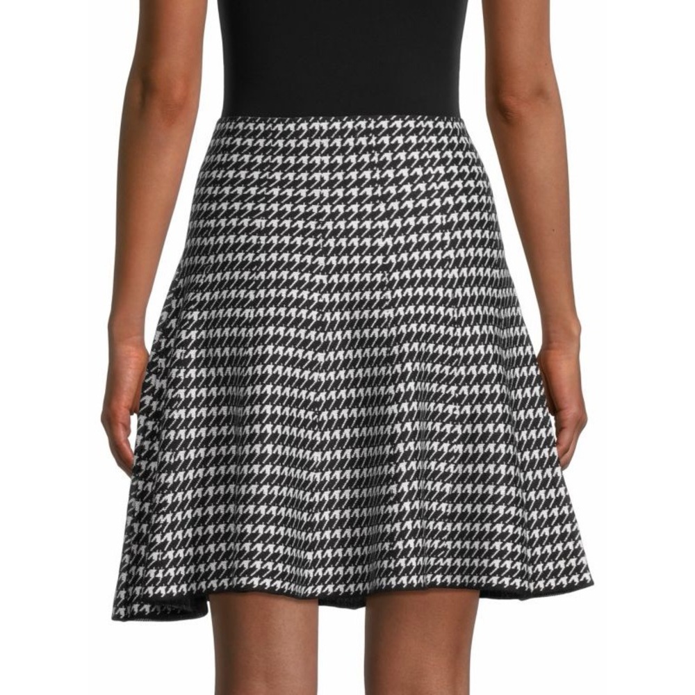 Max Studio Black & White Houndstooth Fit & Flare Mini Skirt